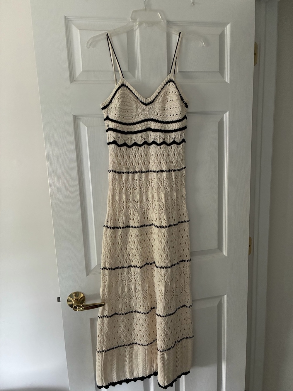 Zara Cream Crochet Knit Maxi Dress - Picture 8 of 9